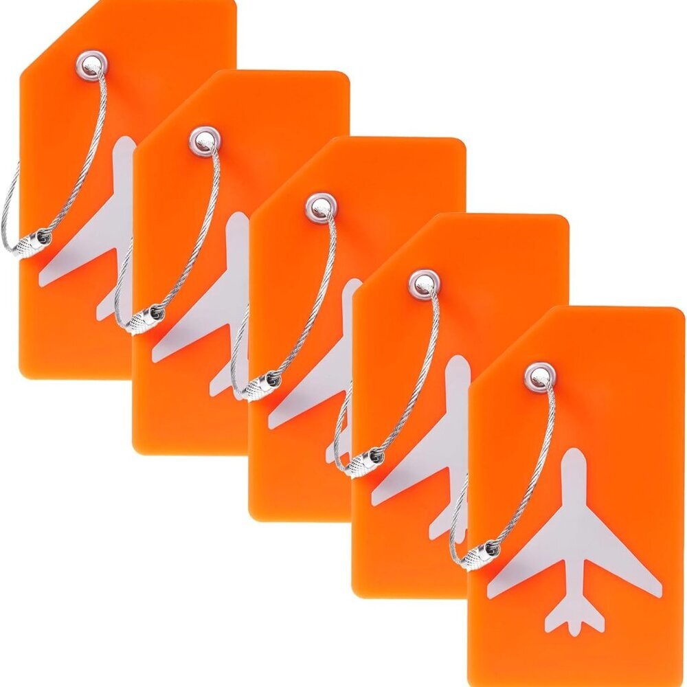 5 Pack Silicone Luggage Tag for Suitcases with Stainless Loop, TSA Approved, Pri